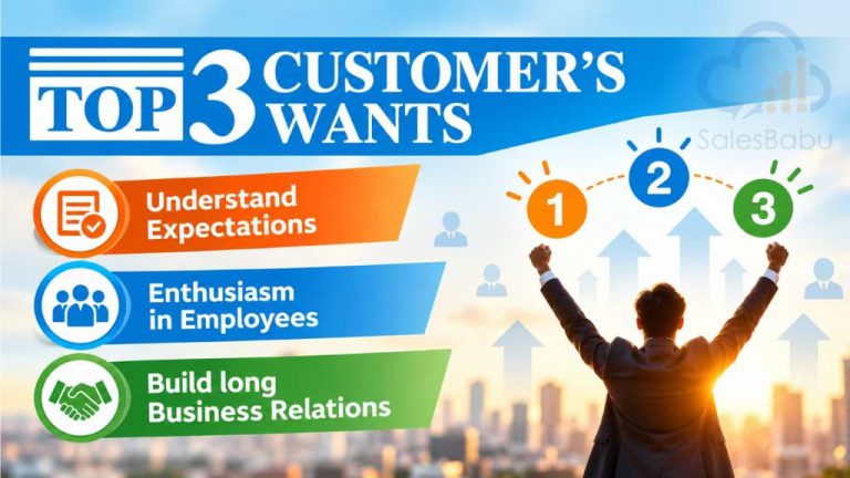 Top 3 Customer wants - Understand Customer Expectations, Enthusiasm in Employees and Build long business relations