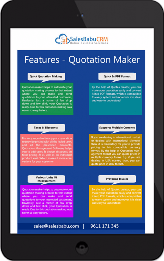 Quotation Maker Features : SalesBabu.com Quotation Maker Features : SalesBabu.com