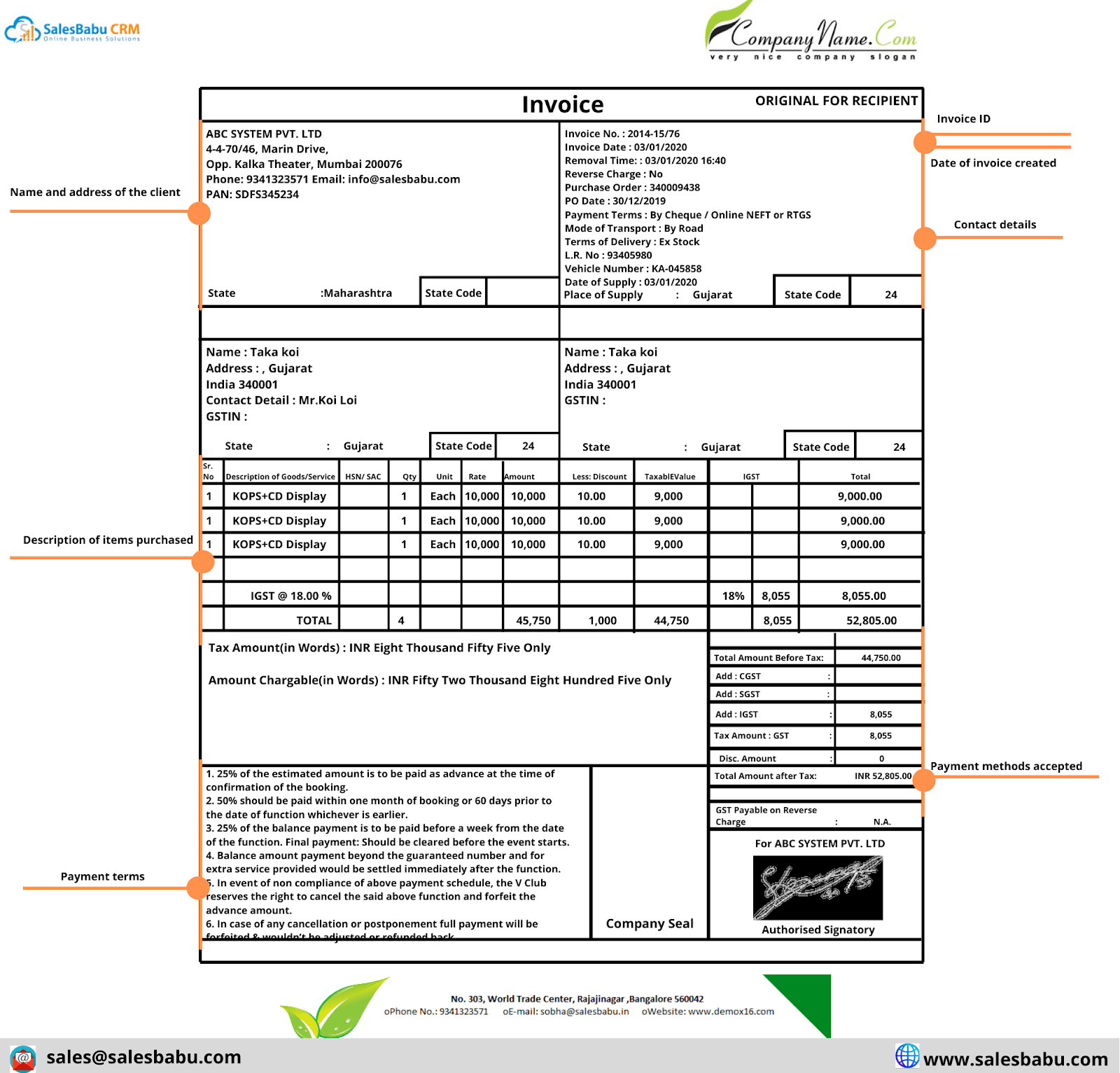 Your detailed invoice